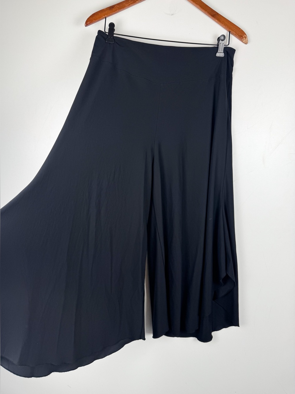 Marsi Made In Italy Drape Culottes Crop Wide Leg Gaucho Pants Black L Lagenlook
